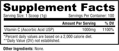 Metabolic Nutrition Vitamin C, 1000mg, Pure Pharma Grade, High Absorption Ascorbic Acid (100 g)