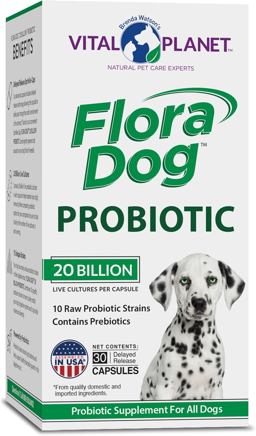 Vital Planet Flora Dog Probiotic Capsules for Dogs – 20 Billion Cultures & 10 Strains - görsel 1