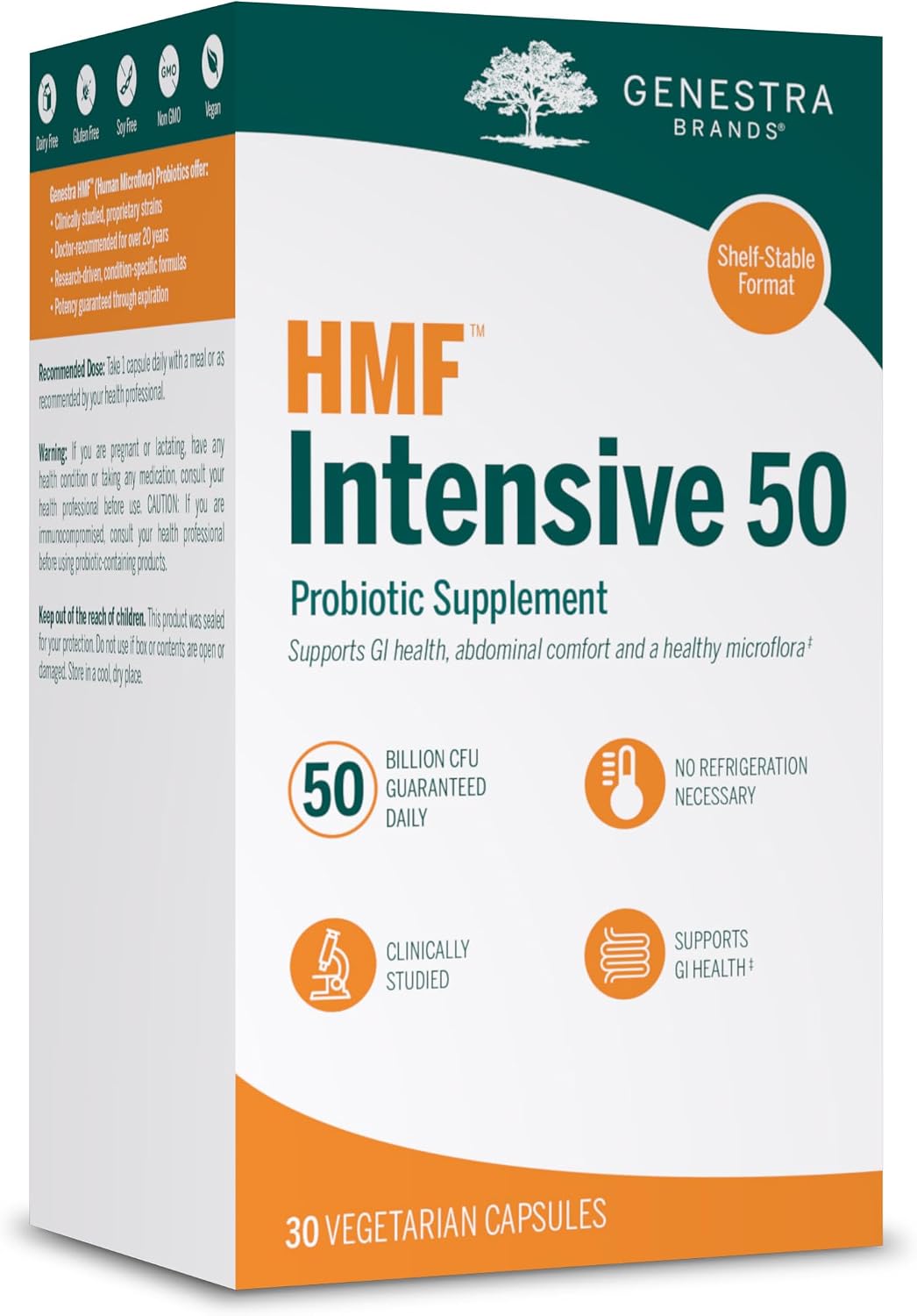 Genestra Brands HMF Intensive 50 – Supports GI Health, Abdominal Comfort and Healthy Microflora (30 Vegetarian Capsules) - görsel 1