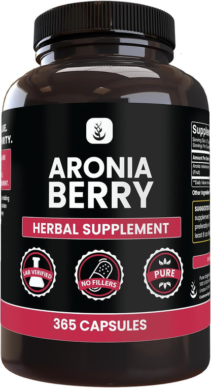 PURE ORIGINAL INGREDIENTS Aronia Berry Extract - 365 Capsules - Pure, No Additives, Lab Verified