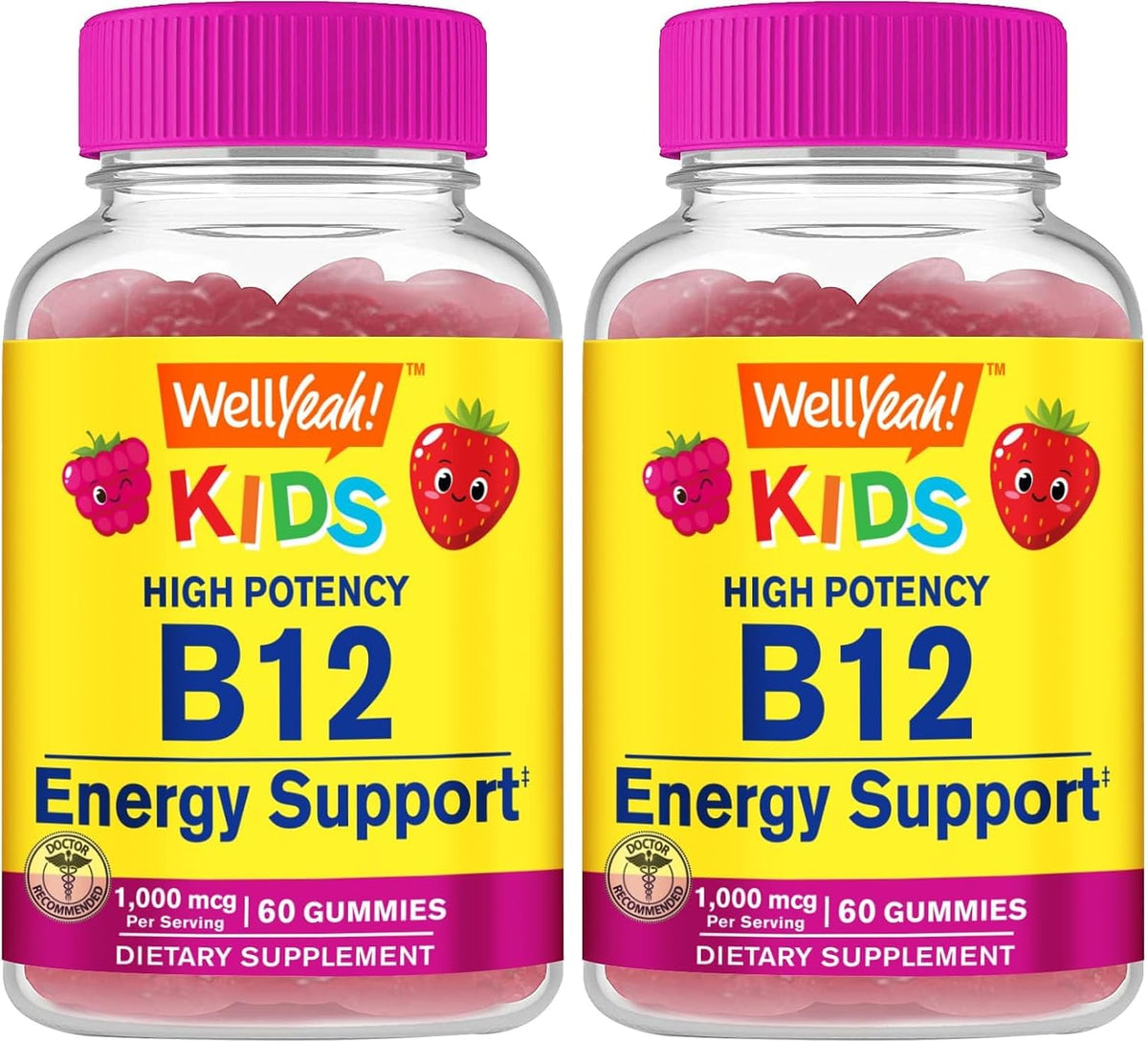 WellYeah Vitamin B12 Gummies for Kids - 1000 mcg, Berry Flavour, 60 Gummies - görsel 8