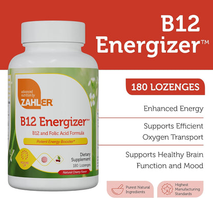 Zahler Energizer Vitamin B12 5000mcg – Natural Cherry Lozenges, 180 Lozenges