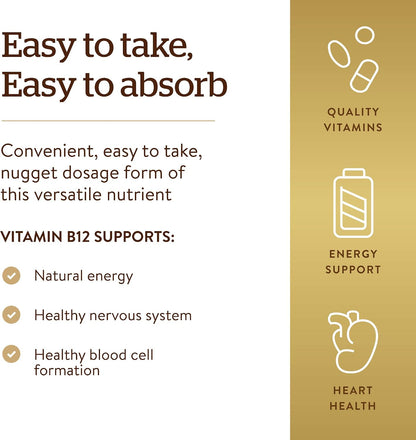 Solgar Vitamin B12 1000 mcg Sublingual Nuggets, 100 Pack