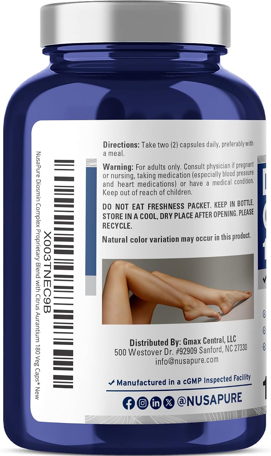 NusaPure Diosmin Complex 1,000mg per Serving (180 Veggie Capsules) - Non-GMO, Vegan - görsel 3