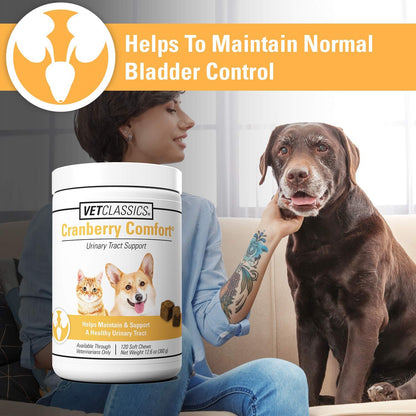 Vet Classics Cranberry Comfort Urinary Tract Supplement for Dogs and Cats, 120 Soft Chews