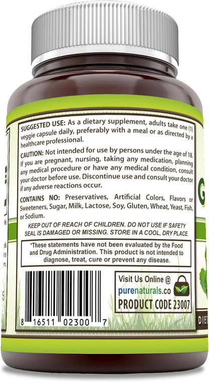 Pure Naturals Gotu Kola Supplement | 500 mg per serving | 120 Vegetable Capsules