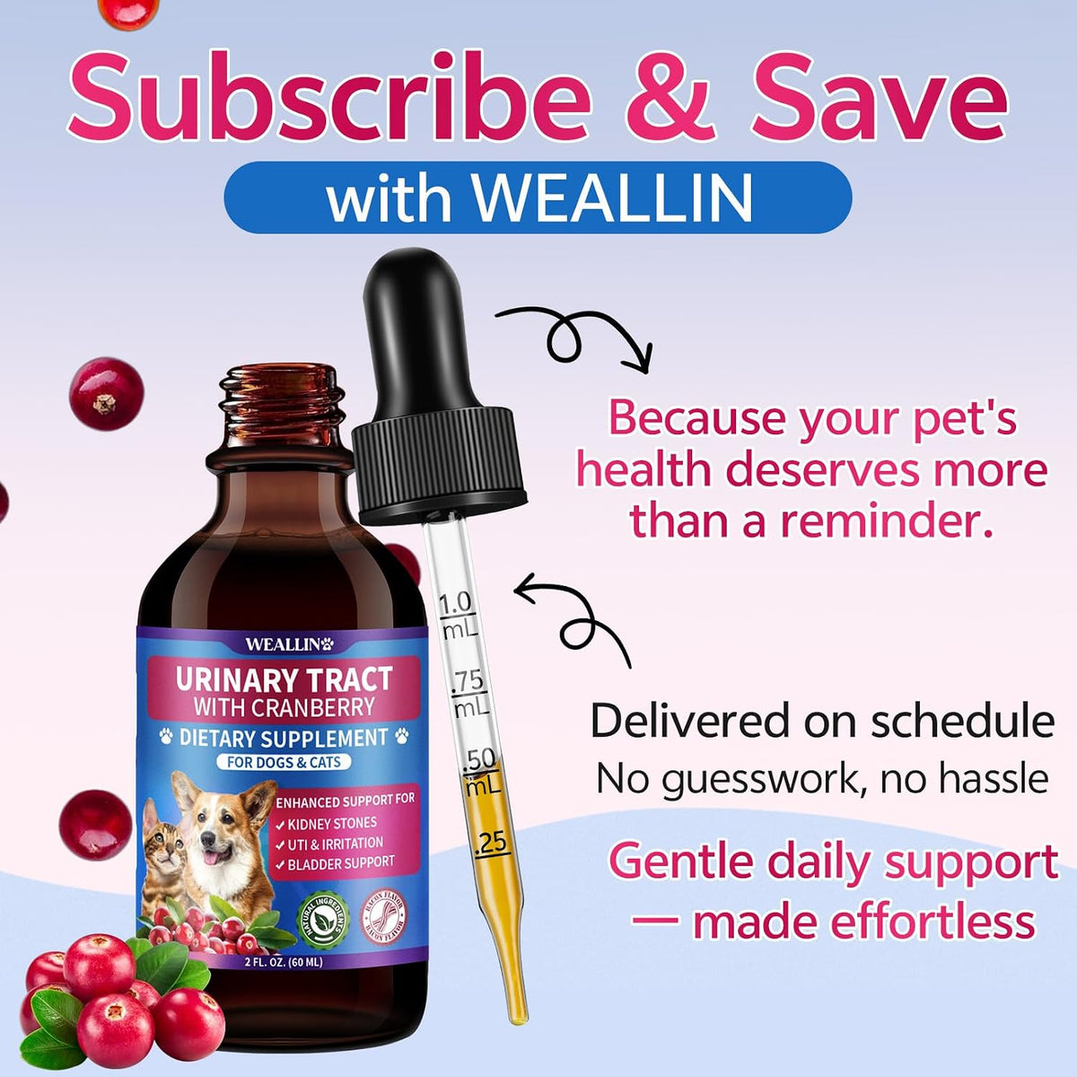 WEALLIN Cat & Dog Natural Urinary Tract Support Drops with Cranberry - görsel 9