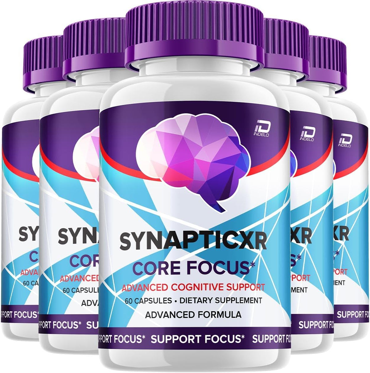 SynapticXR Brain Supplement Capsules – All-Natural Maximum Strength Formula for Memory and Focus (5 Pack, 300 Capsules) - görsel 1