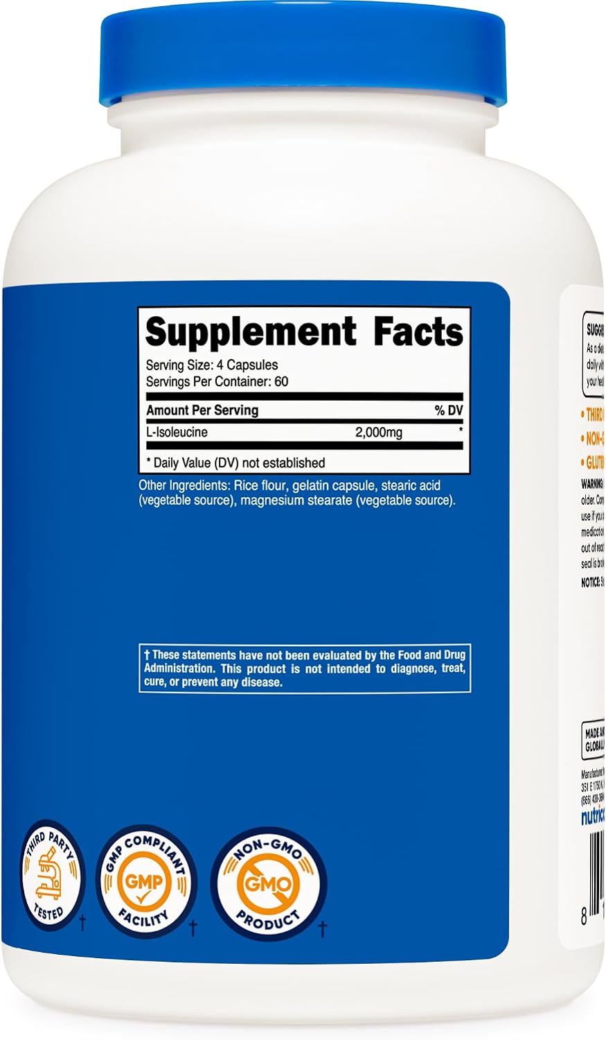 Nutricost L-Isoleucine 2000mg, 240 Capsules - görsel 5