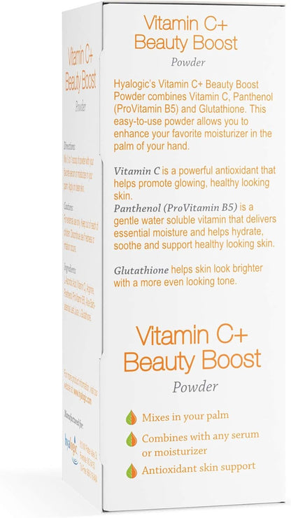 Hyalogic Vitamin C+ Beauty Powder - Beauty Boost Powder for Face, Mix with Moisturiser or Serum, Skin Hydration and Collagen Support, 6g