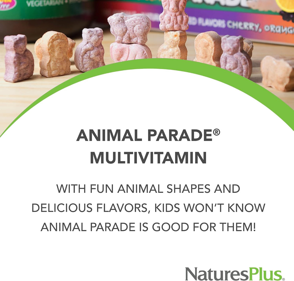 NaturesPlus Animal Parade Children's Chewable Multivitamin - 180 Animal-Shaped Tablets (Pack of 3) - Natural Assorted Flavours - Vegan, Gluten-free - 270 Servings - görsel 3