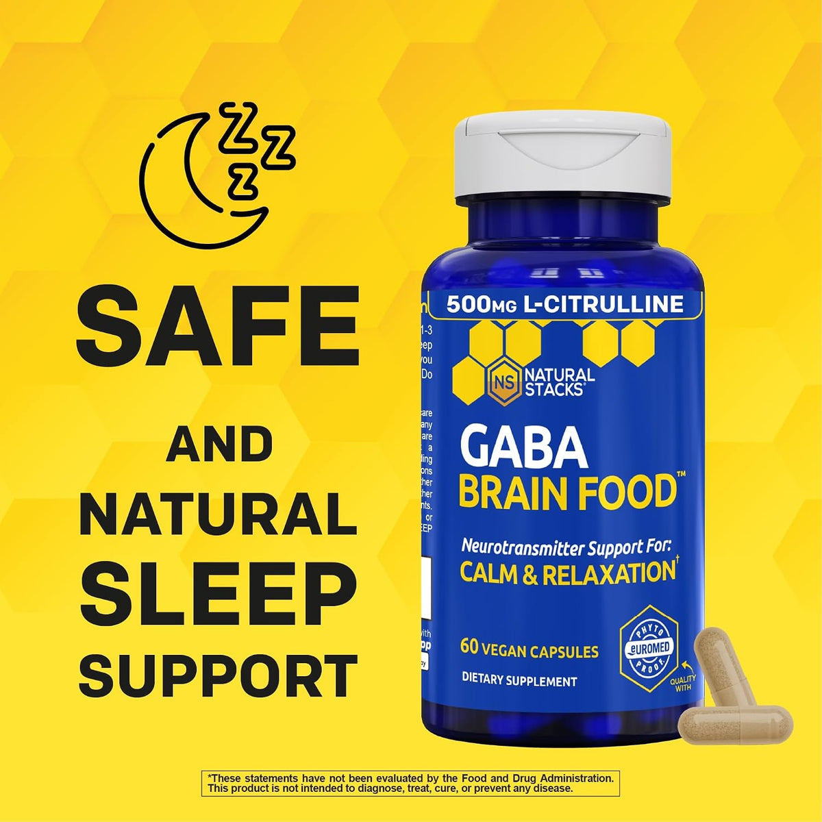 GABA Brain Food - GABA Supplement with L-Citrulline and Grape Seed Extract, 60 Capsules - görsel 4