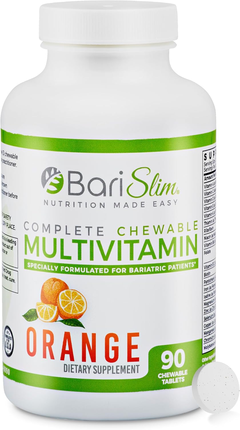 BariSlim Complete Chewable Bariatric Multivitamin - 45 mg Iron - Post Weight Loss Surgery Support - Mixed Berry - 90 Tablets - görsel 1