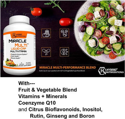 Multi Liquid Multivitamin Softgels - Complete Whole Food Blend with CoQ10, B12 & Superfood Enzymes, 120 Softgels