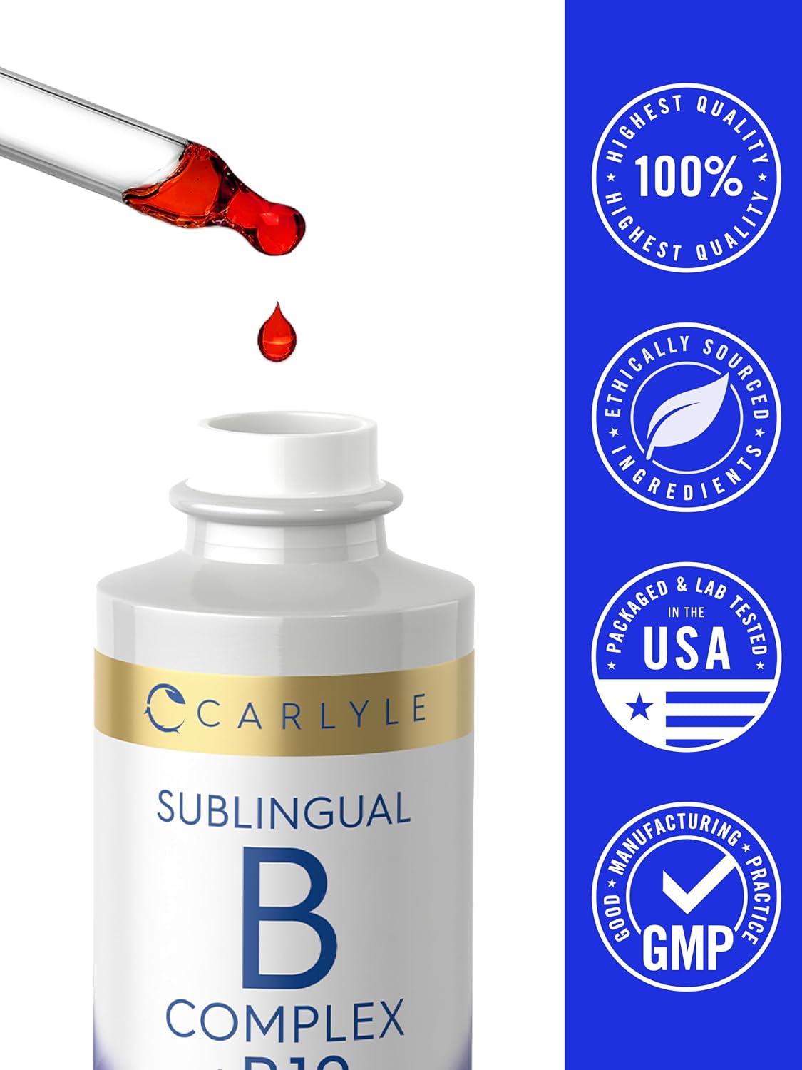 Carlyle Vitamin B Complex Sublingual | 60 ml | Liquid Drops | with B12 | Berry Flavour | Vegetarian, Non-GMO & Gluten-free Supplement - görsel 7