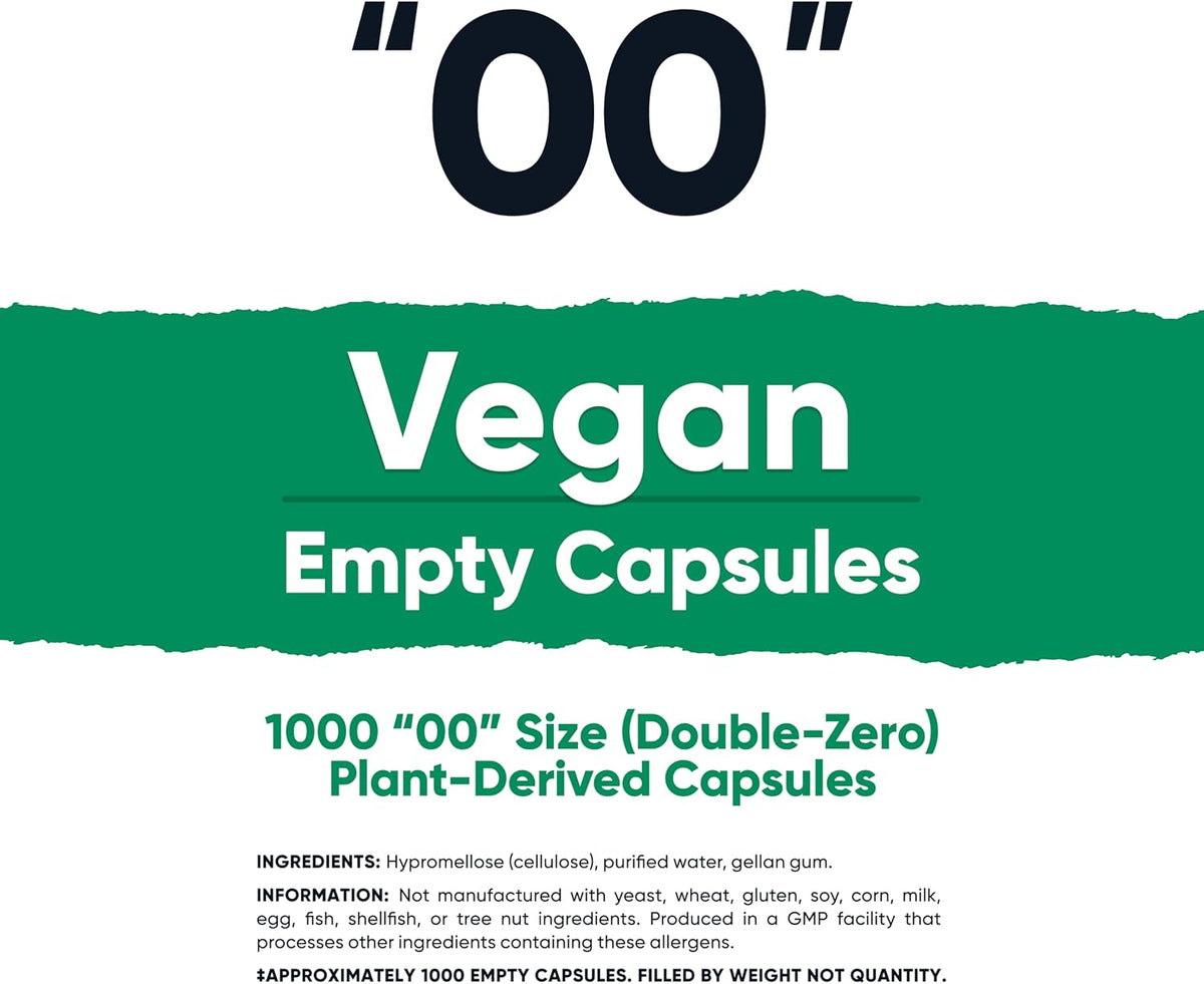 Nutricost Empty Capsules Size 00 Vegan - 1000 Clear Plant-Based Capsules - görsel 2