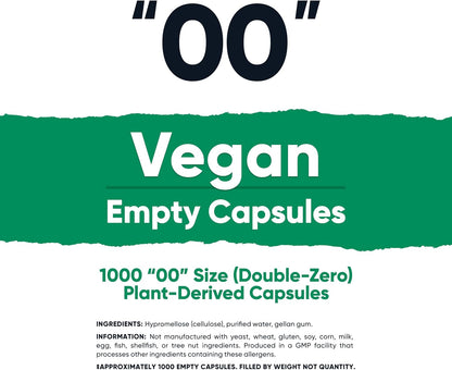 Nutricost Empty Capsules Size 00 Vegan - 1000 Clear Plant-Based Capsules