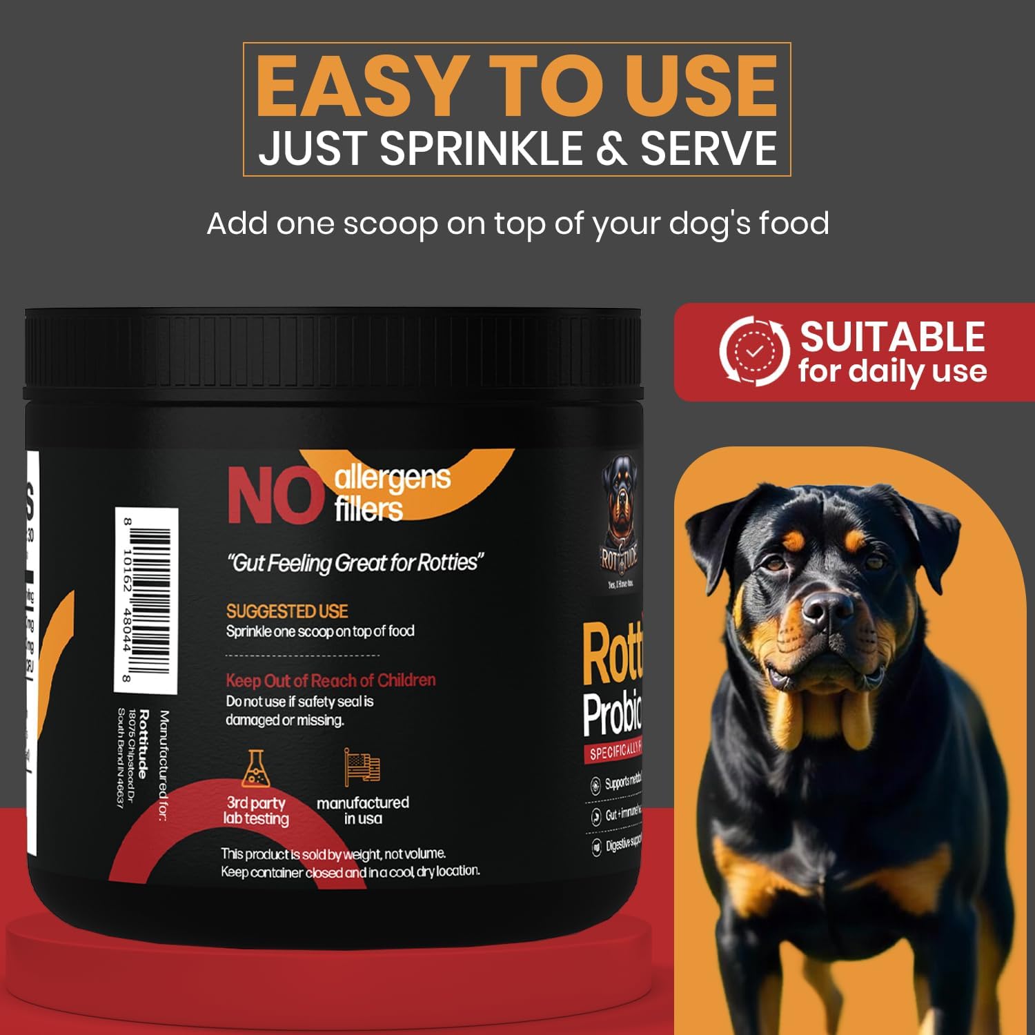 Probiotics for Dogs – Natural Dog Probiotics for Digestive Health, Gut Health, Yeast, Itchy Skin & Itchy Ears – Probiotic for Dogs – Dog Probiotic Supplement for Rottweilers - görsel 4
