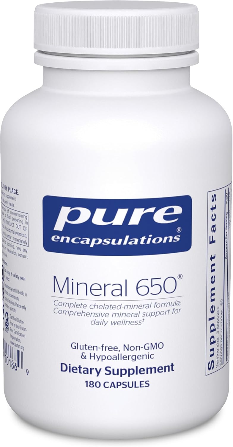 Pure Encapsulations Mineral 650 | Hypoallergenic Chelated Minerals | 180 Capsules - görsel 1