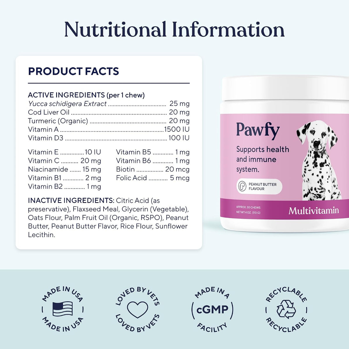 Pawfy Dog Multivitamins 15 in 1 - Advanced Formula for Skin, Coat & Overall Wellbeing (30 Chews) - görsel 4
