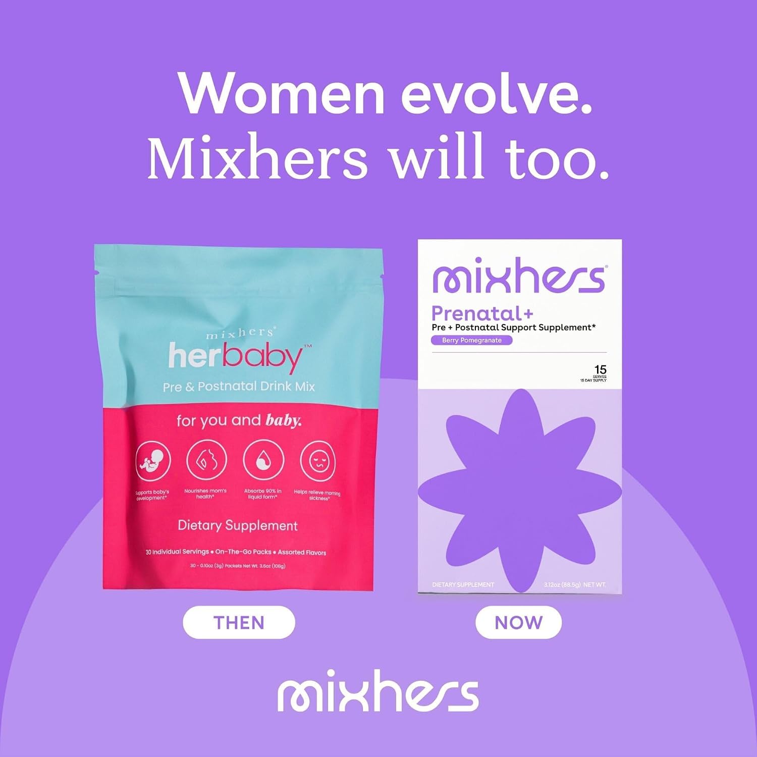 MIXHERS Prenatal+ Pre & Postnatal Vitamins Drink Mix, Berry Pomegranate, 15 Stick Packets - görsel 6