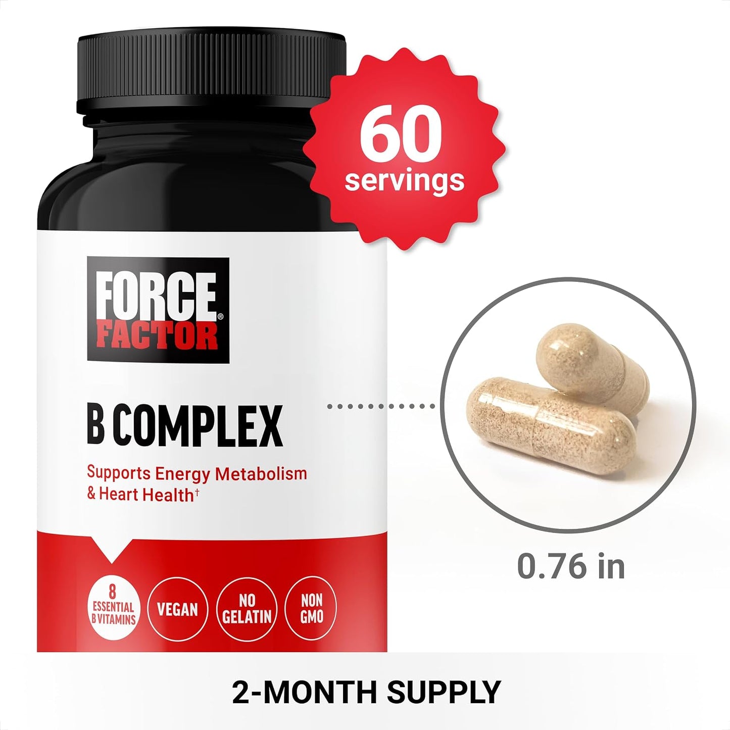 Force Factor Vitamin B Complex - 60 Vegetable Capsules - görsel 3