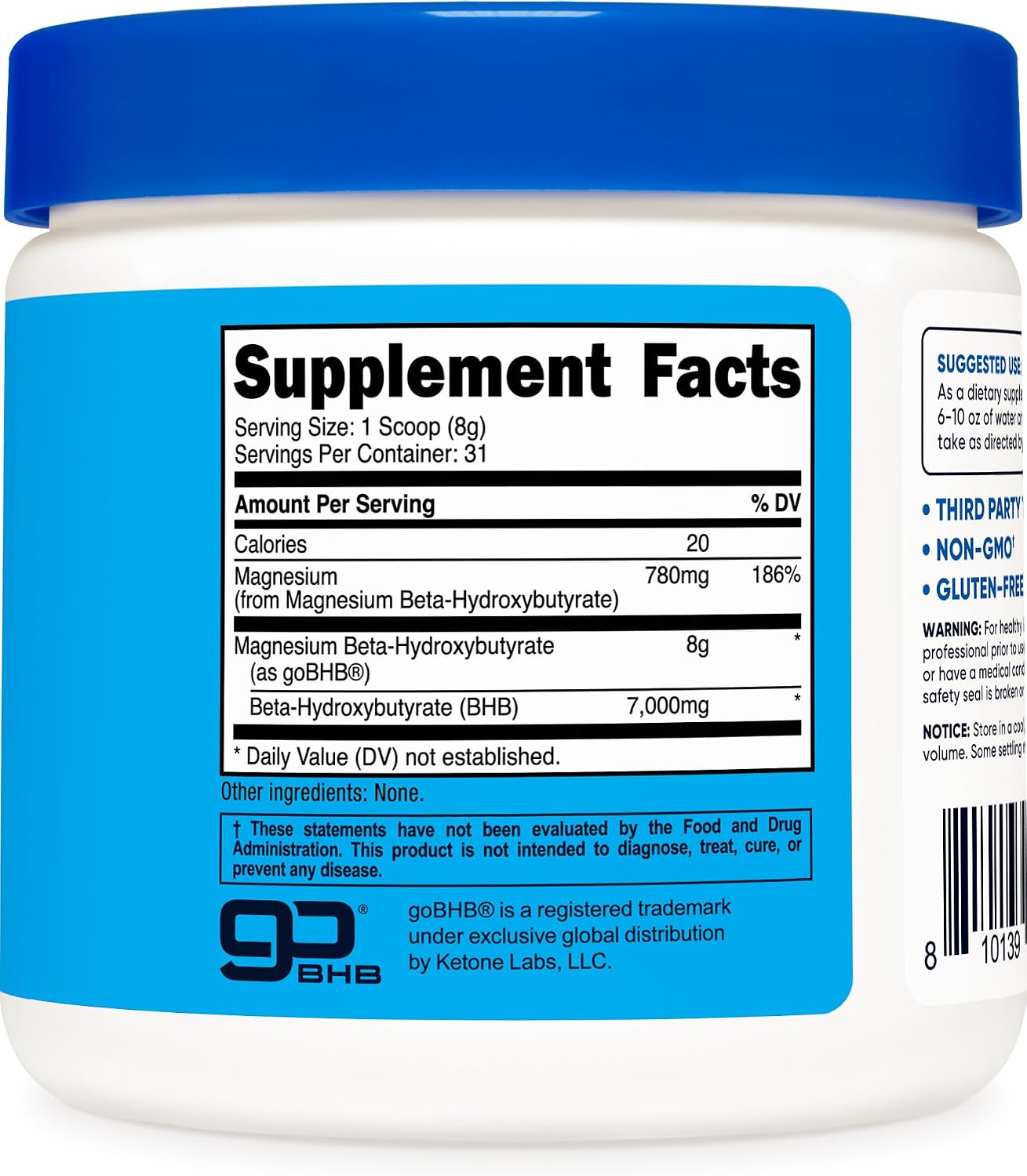 Nutricost Magnesium BHB Salts - Exogenous Ketone Supplement, Unflavoured, 250g - görsel 5
