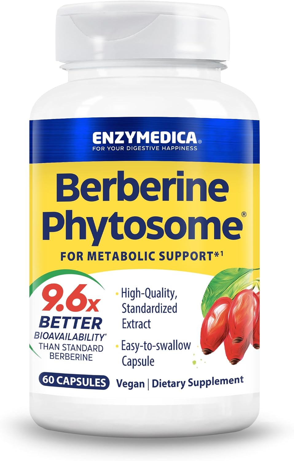 Enzymedica Berberine Phytosome - High Absorption Supplement, 60 Capsules - görsel 1