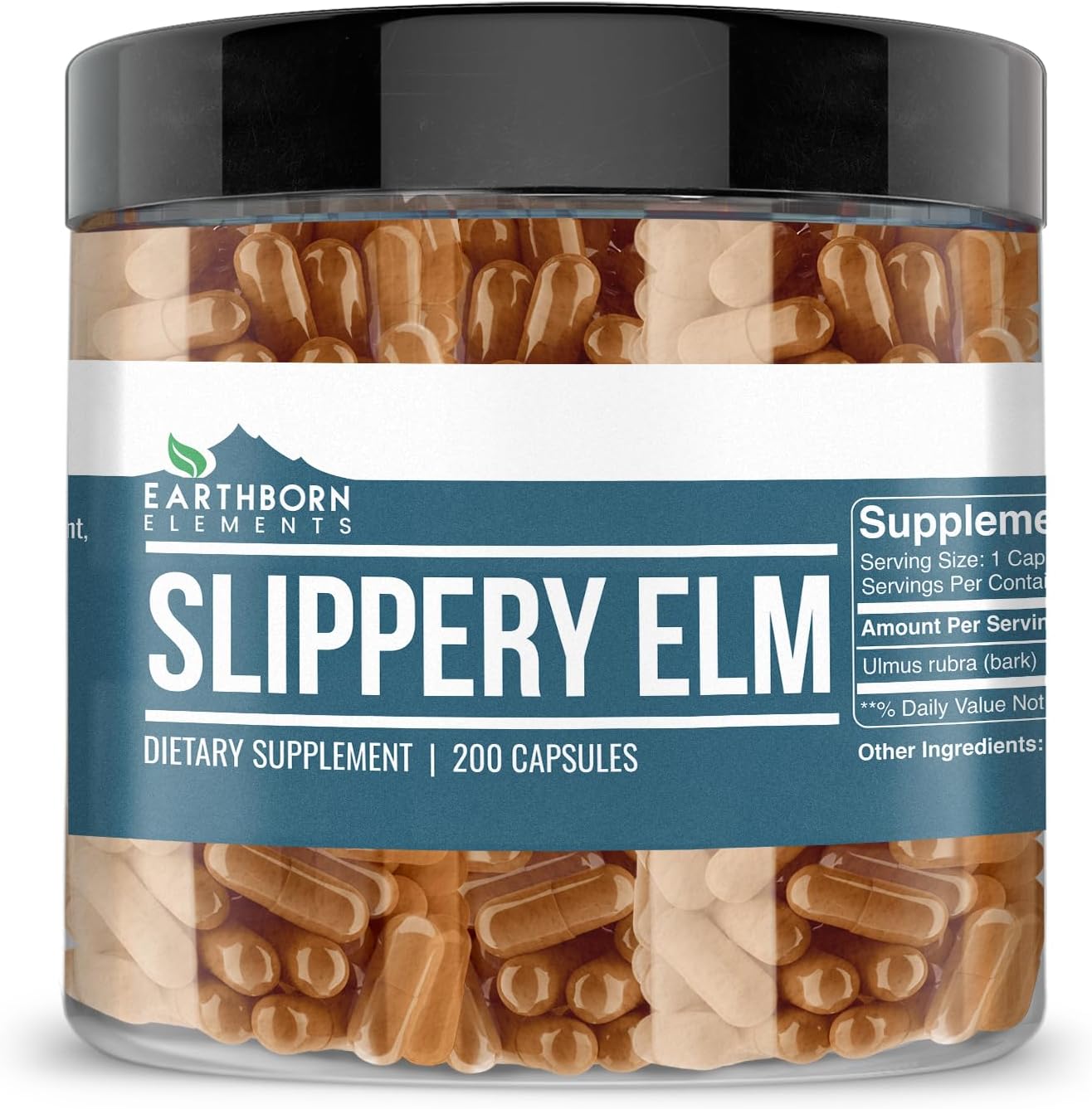 Earthborn Elements Slippery Elm 200 Capsules, Pure & Undiluted, No Additives - görsel 1