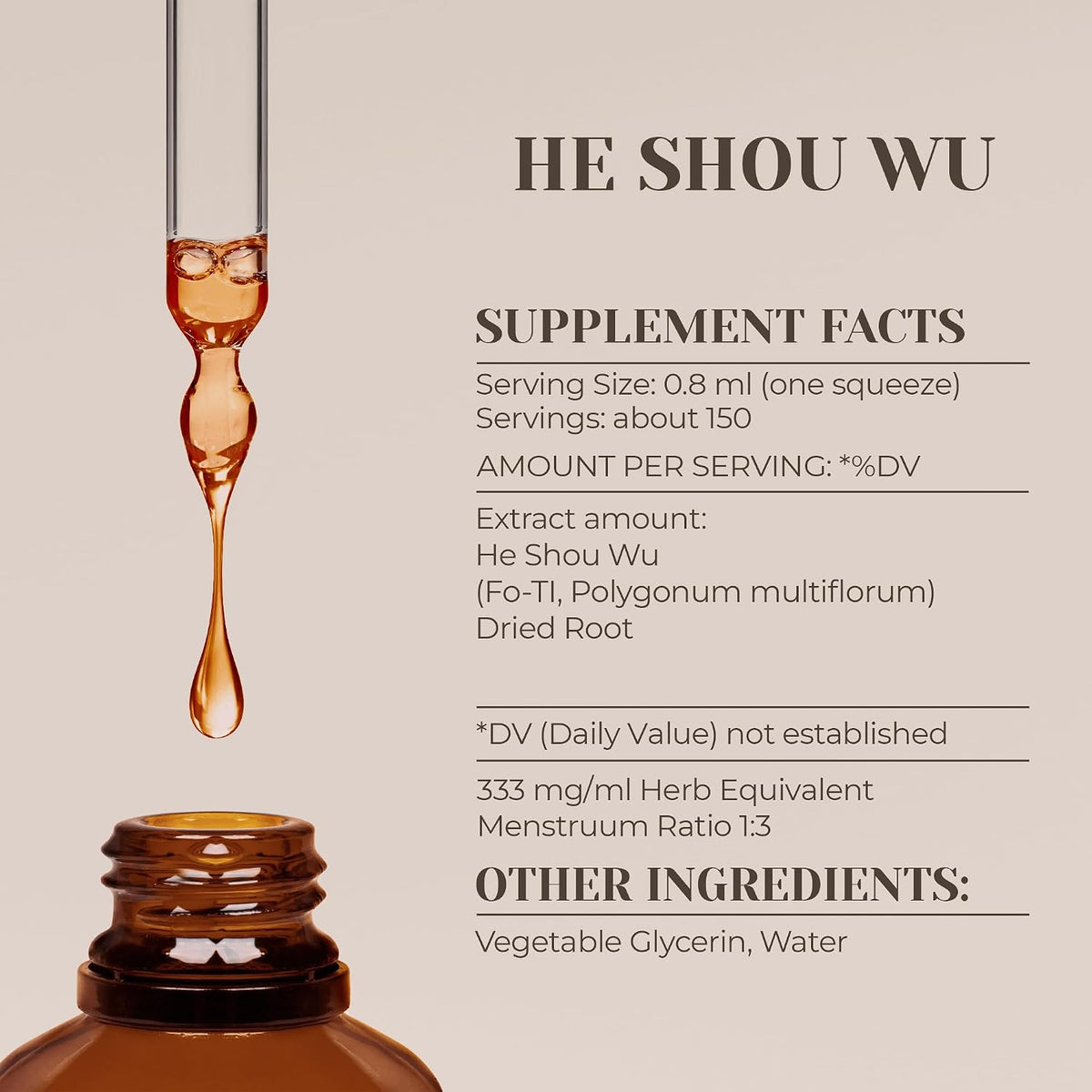 He Shou Wu Alcohol-Free Tincture Extract – 100% Pure Polygonum multiflorum Root – 118 ml - görsel 3