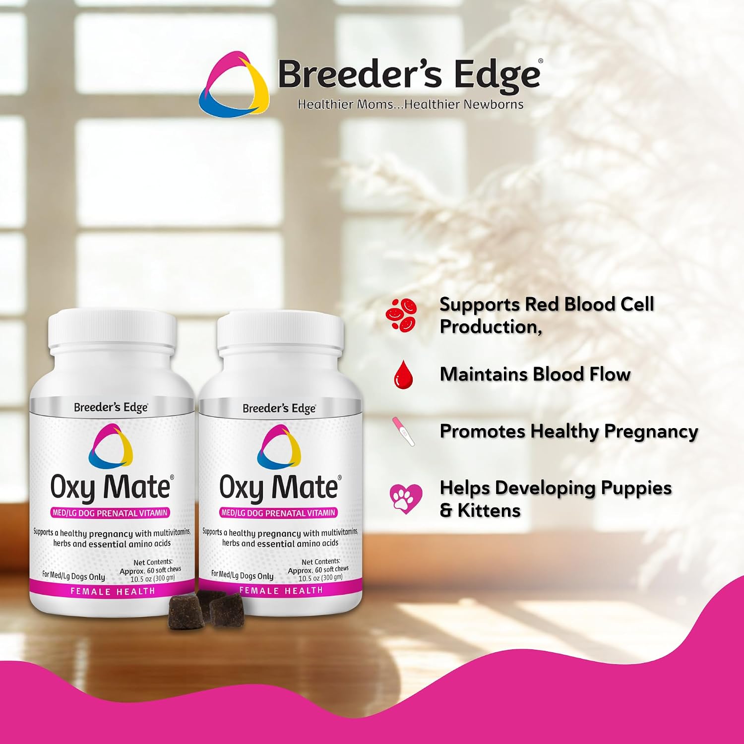 Breeder's Edge Oxy Mate Dog Prenatal Vitamins, Soft Chews (120ct) for Medium & Large Dogs - görsel 3