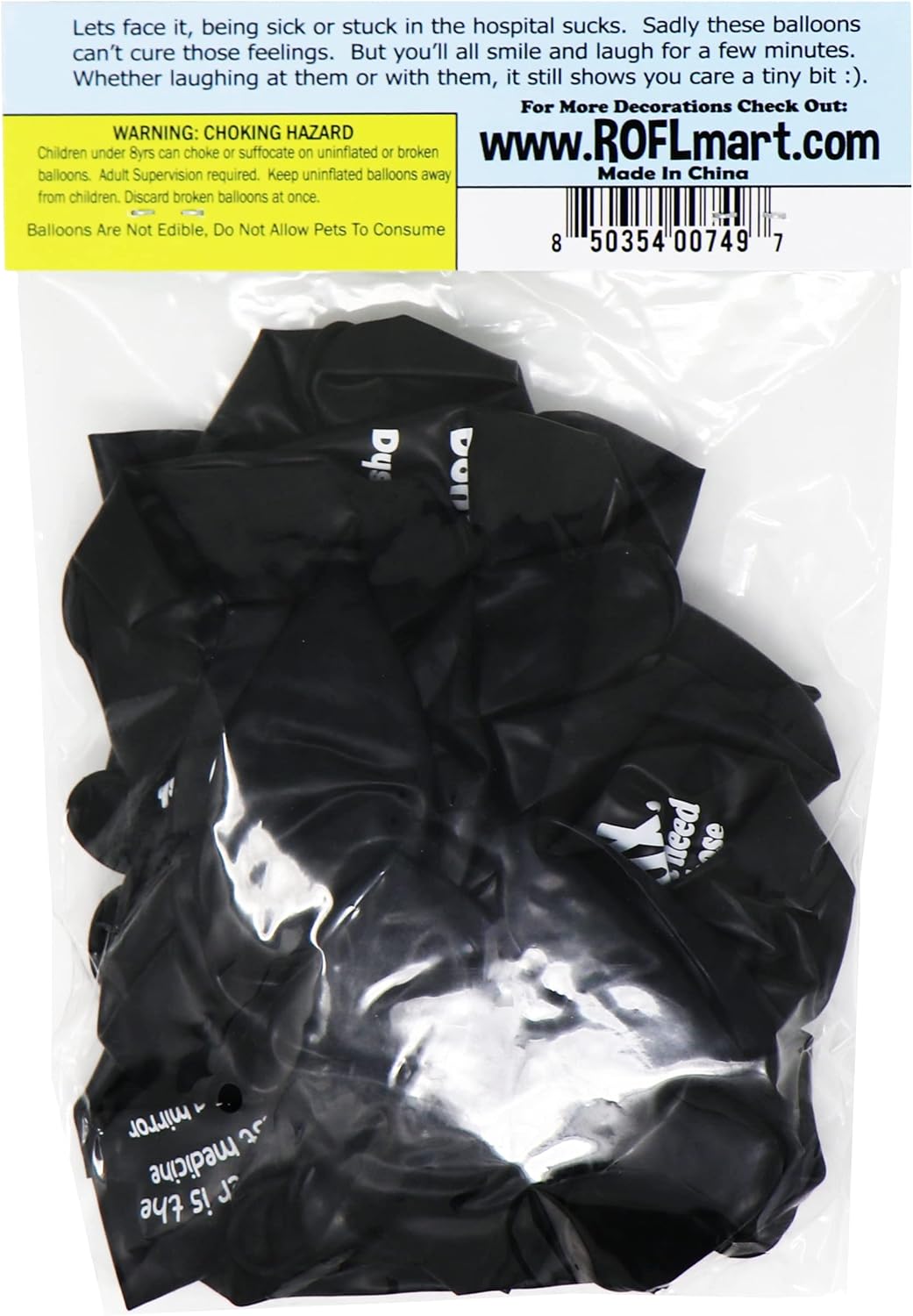ROFLmart Sickloons Funny Get Well Soon Gift Balloons (Black, 24 Pack) - görsel 7