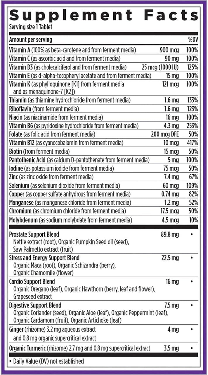 New Chapter Men's Multivitamin, Every Man's One Daily 40+, Fermented with Probiotics & Saw Palmetto - 24 Count - görsel 2