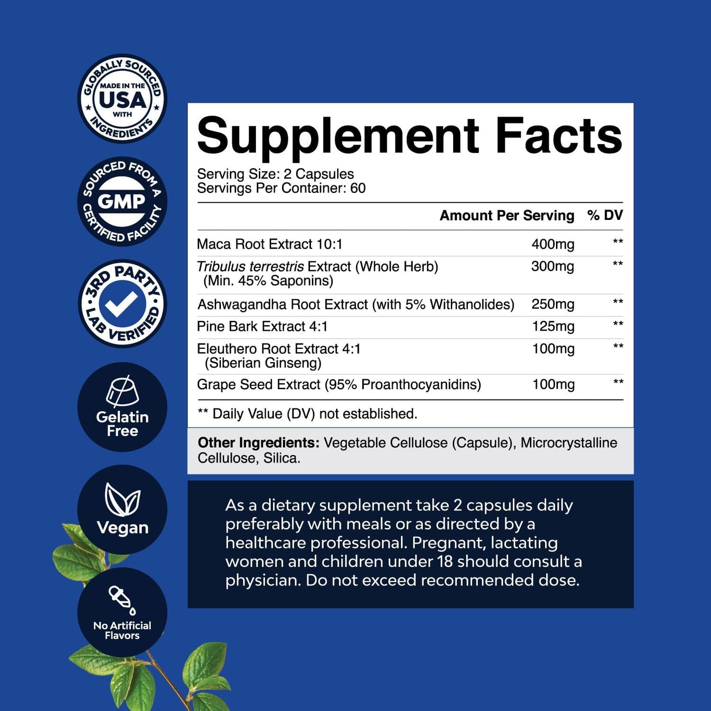Black Maca Root Capsules for Men – with Siberian Ginseng & Ashwagandha, 120 Capsules - görsel 8