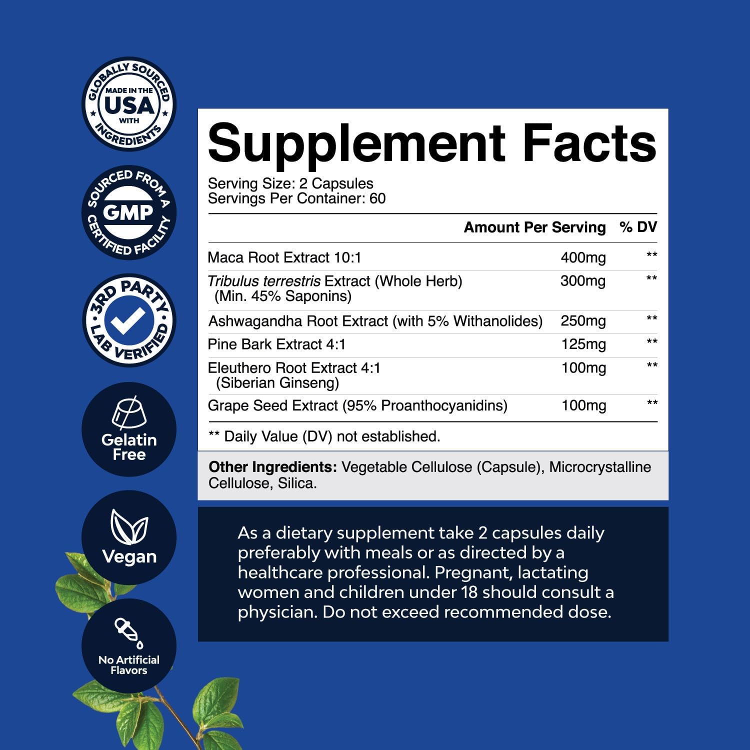 Black Maca Root Capsules for Men – with Siberian Ginseng & Ashwagandha, 120 Capsules - görsel 8