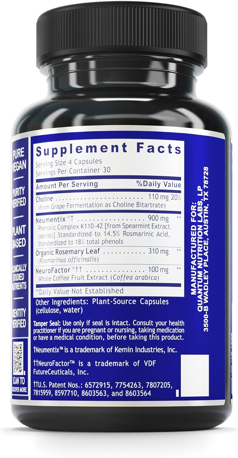 Quantum Nutrition Labs Brain Prodigy - Brain Supplement for Memory and Concentration, 120 Vegetarian Capsules - görsel 2