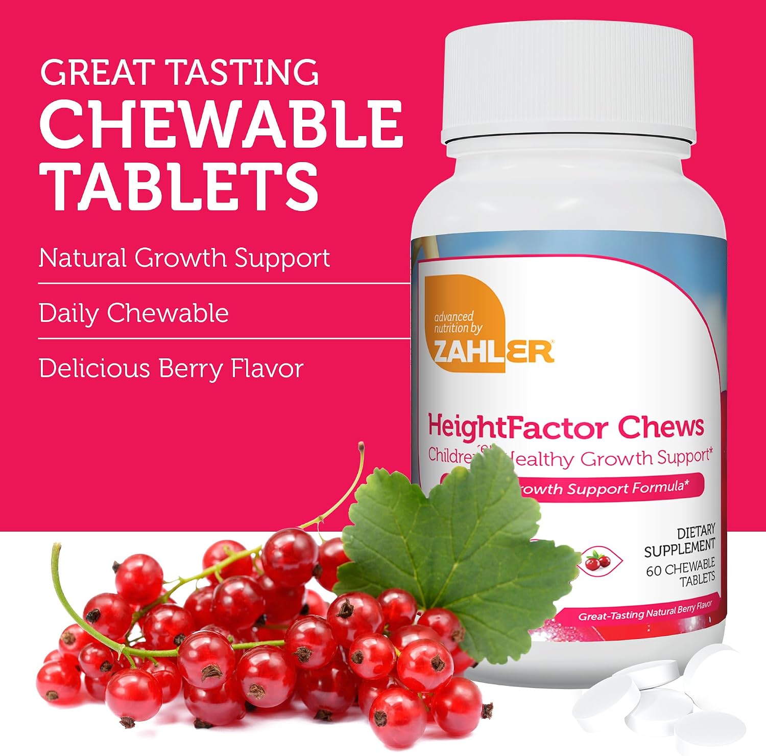 Zahler HeightFactor Chewable Tablets - Children's Height Growth Supplement (60 Count) - görsel 3