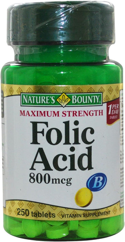 Nature's Bounty Folic Acid 800 mcg, 250 Tablets