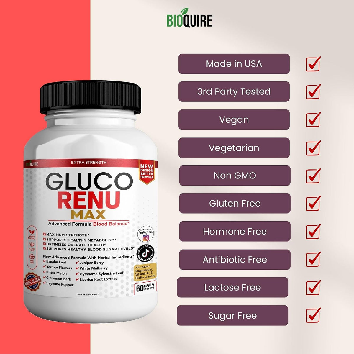 Gluco Rina Max Ultra Food Supplement - 60 Capsules - görsel 6
