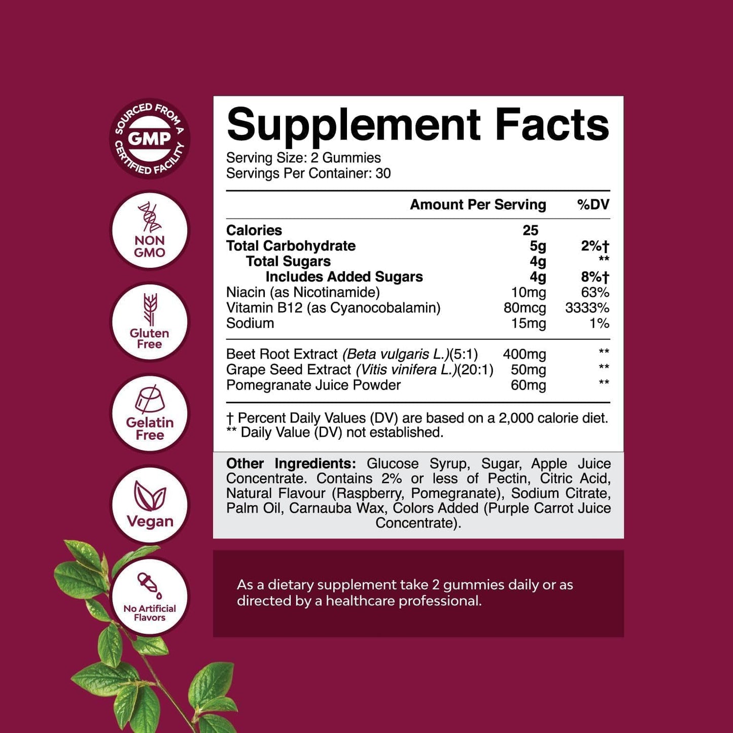 Flow Boosting Beetroot Gummies - Nitric Oxide Support with Pomegranate and Vitamin B12 - 60 Count - görsel 8
