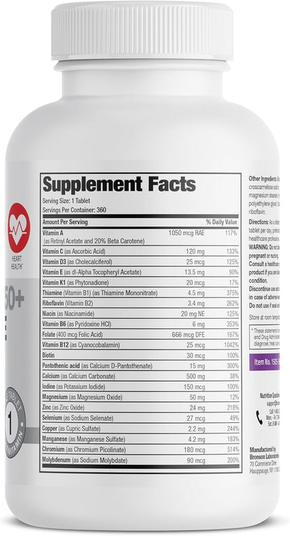 Bronson Once Daily Women’s 50+ Complete Multivitamin and Multimineral, 360 Tablets