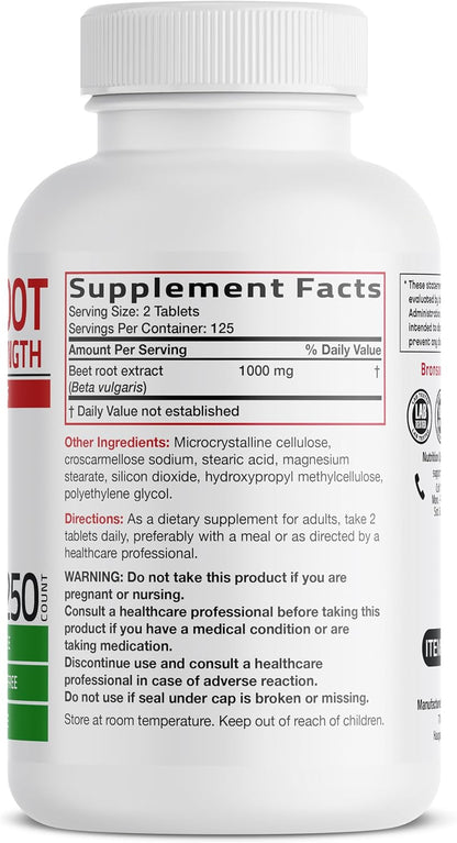 Bronson Beet Root Double Strength, Non-GM, 250 Vegetarian Tablets