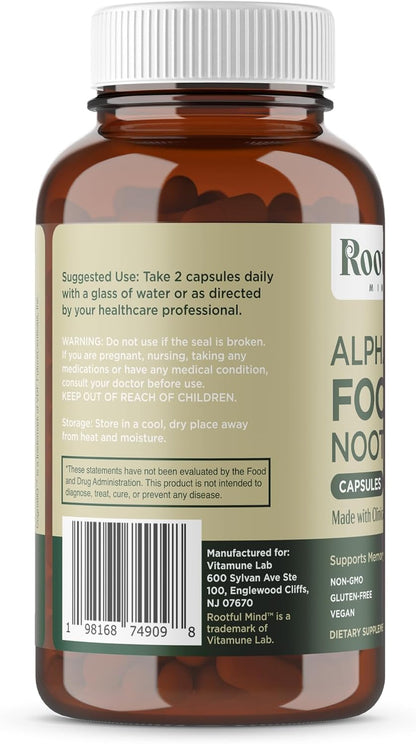 Alpha Focus Nootropic - Memory & Focus Brain Supplement with Choline, Citicoline, GPC, L-Tyrosine, Bacopa, Lion's Mane & More - 60 Capsules