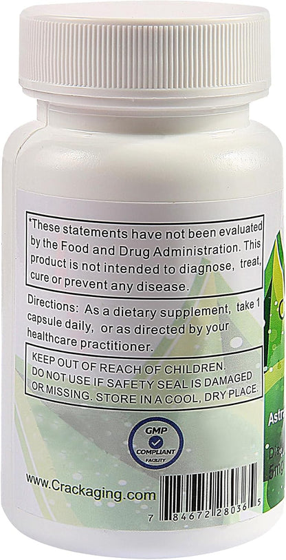 Crackaging Super-Absorption Cycloastragenol 98% – 5mg, 30 Vegetarian Capsules
