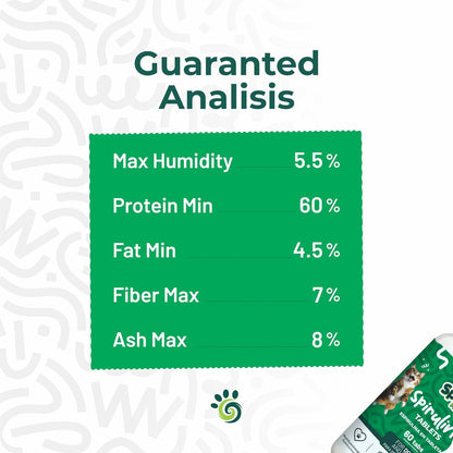 SPIRU PAW Spirulina Tablets for Dogs & Cats, Plant-based Microalgae Pet Supplement, Easy Daily Tablet, Supports Daily Wellness & Skin & Coat, 60 Count