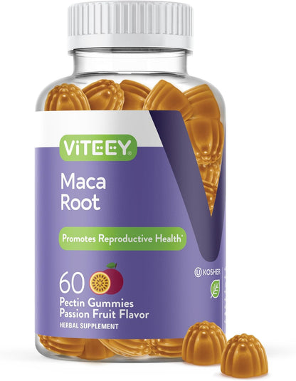 Viteey Black Maca Root Gummies - Drive, Passion & Energy Support for Men & Women - Vegan, Gluten-free - 120 Count