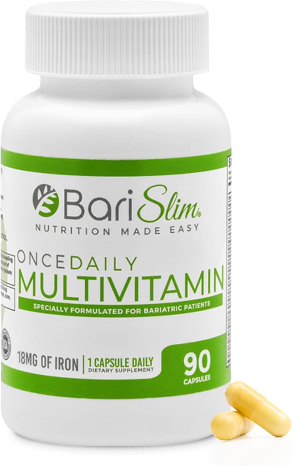 BariSlim Once Daily Bariatric Multivitamin Capsule - 18mg of Iron - 90 Day Supply - görsel 1