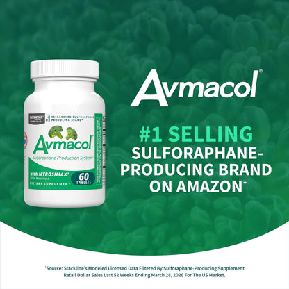 Nutramax Laboratories Avmacol #1 Researched Sulforaphane-Producing Brand for Detoxification with Glucoraphanin and Active Myrosinase, Adults and Children, 60 Tablets