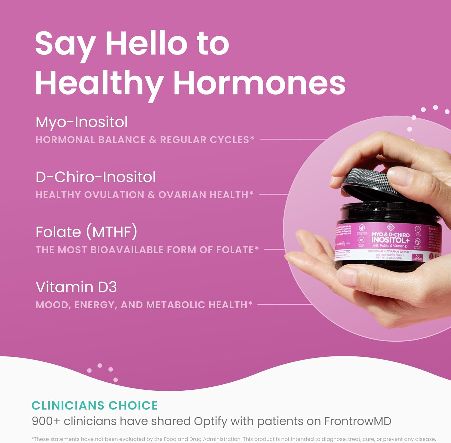 Optify Myo-Inositol & D-Chiro Inositol Powder - 40:1 Ratio with Folate & Vitamin D for Hormonal Balance (63g) - görsel 7
