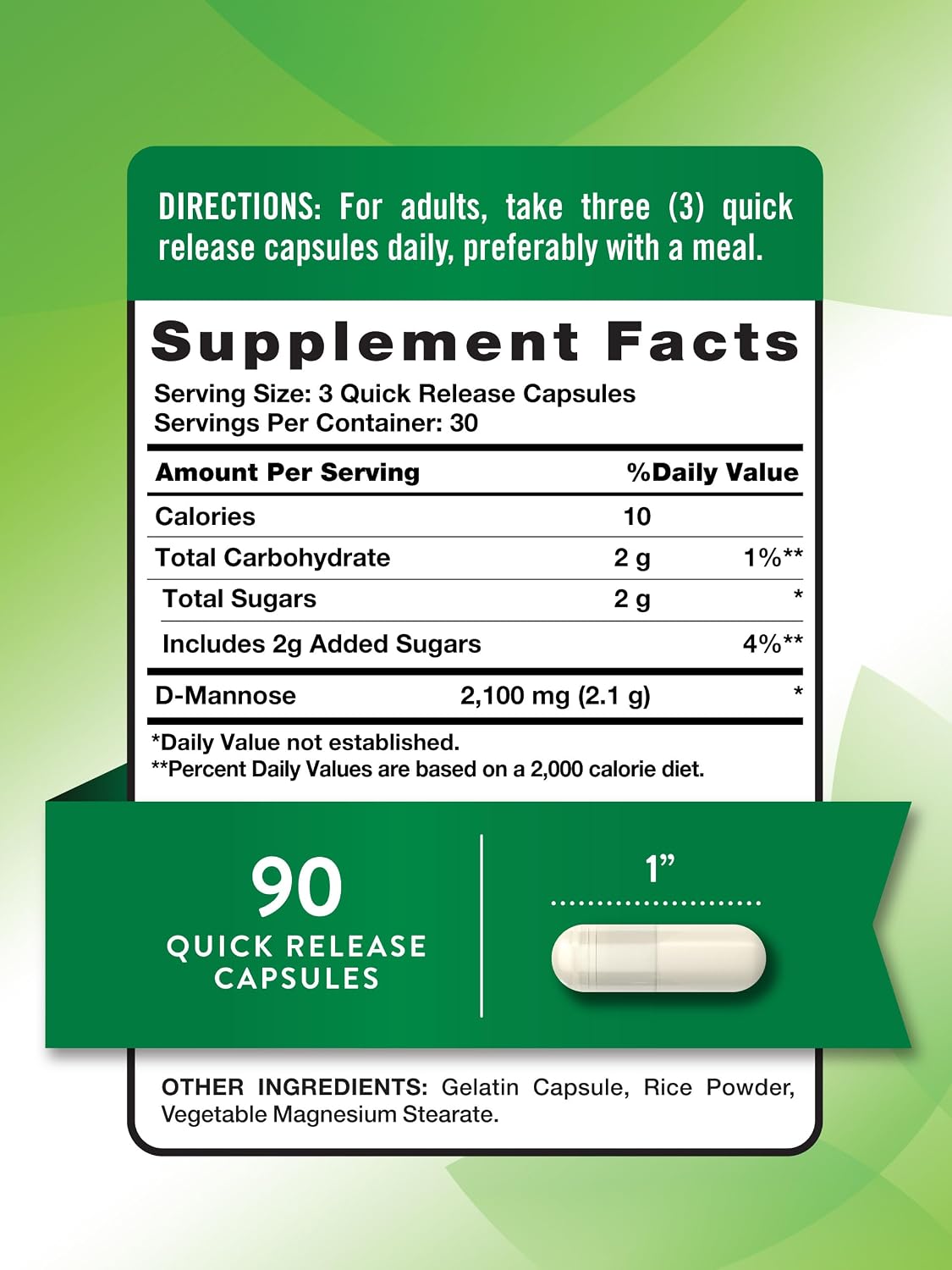 Nature's Truth D-Mannose, 2100 mg, 90 Capsules - görsel 2